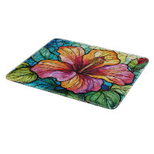Stained glass art hibiscus