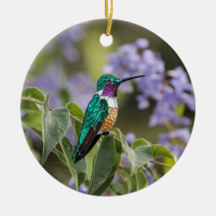 Stained Glass Art, Hummingbird Stained Glass Ceramic Tree Decoration