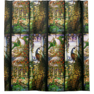 Stained Glass Art Nouveau Flowers Shower Curtain