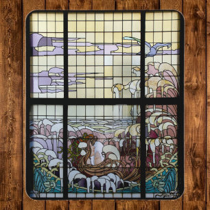 Stained Glass Art Nouveau Sea Scene Mouse Mat