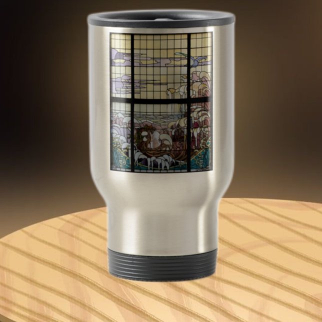 Stained Glass Art Nouveau Sea Scene Travel Mug (Creator Uploaded)