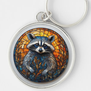 Stained Glass Art of Racoon Key Ring