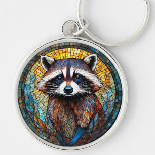 Stained Glass Art of Racoon Key Ring