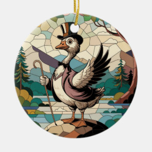 Stained Glass Art, Silly Goose Stained Glass Ceramic Tree Decoration