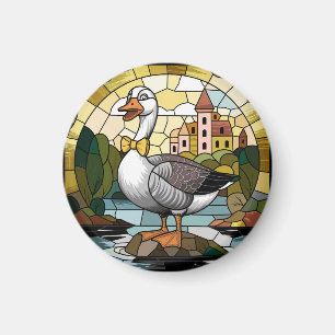 Stained Glass Art, Silly Goose Stained Glass  Magnet