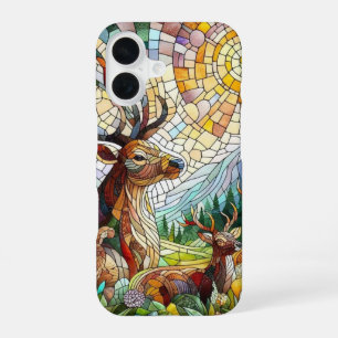Stained Glass Art, Stained Glass Style Deer Art iPhone 16 Case