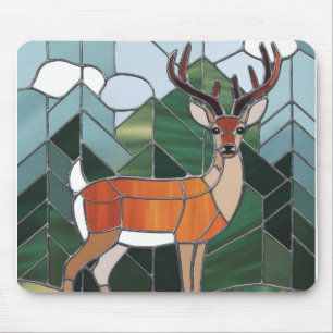 Stained Glass Art, Stained Glass Style Deer Art Mouse Mat