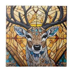 Stained Glass Art, Stained Glass Style Deer Art Tile