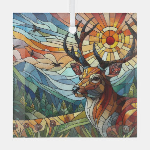 Stained Glass Art, Stained Glass Style Deer Art Tree Decoration