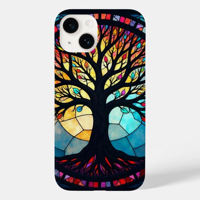 Stained Glass Art, Tree of Life Stained Glass  Case-Mate iPhone Case (Back)