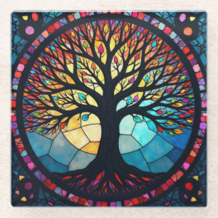 Stained Glass Art, Tree of Life Stained Glass  Coaster