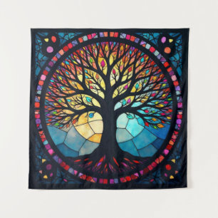 Stained Glass Art, Tree of Life Stained Glass  Tapestry