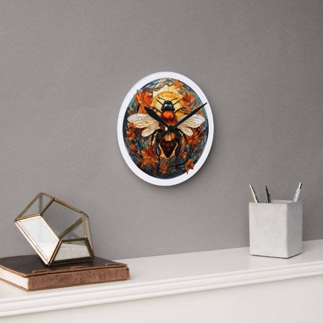 Stained Glass Bee Wall Clock (Office)