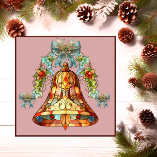 Stained Glass Bell Christmas Magnetic Card