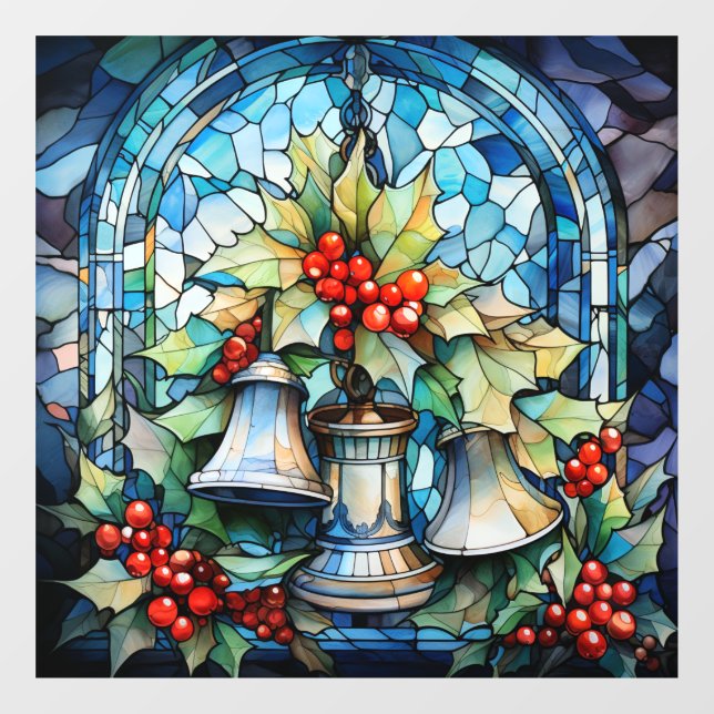 Stained Glass Bells Window Cling (Sheet)