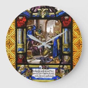 Stained Glass Biblical Scene. Large Clock