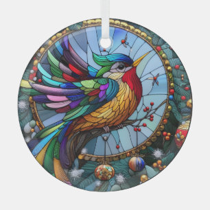 Stained Glass Bird Tree Decoration