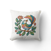 Stained Glass Bird Two-Sided Throw Pillow