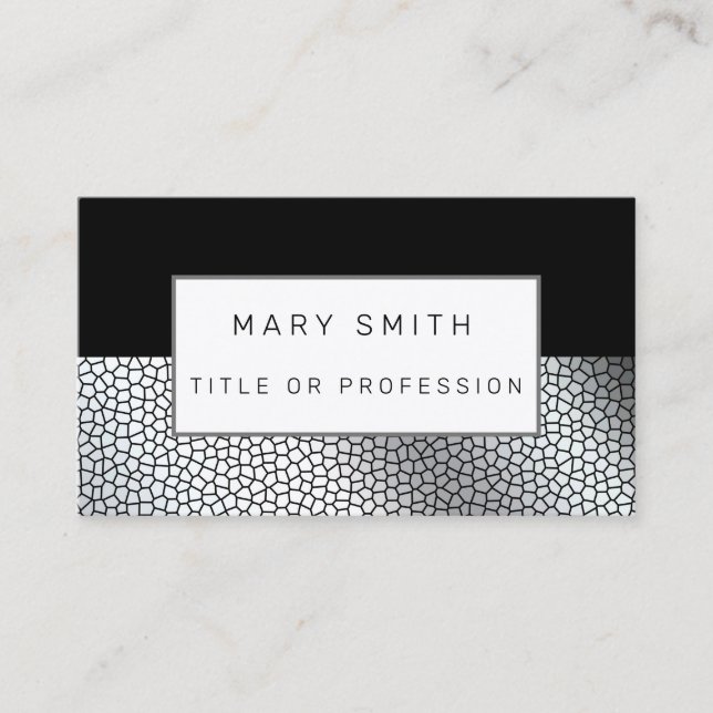 Stained Glass Black Silver Business Card (Front)