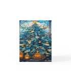 Stained Glass Blue Christmas Card