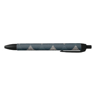 Stained Glass Blue Diamond Black Ink Pen