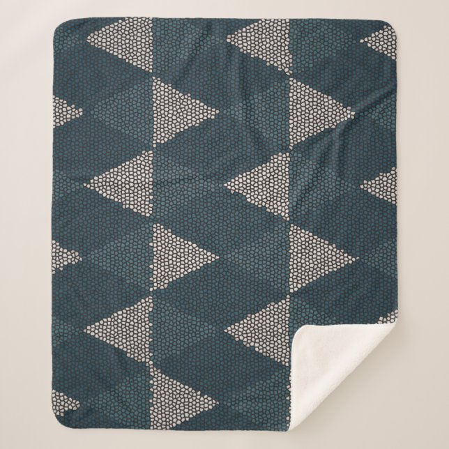 Stained Glass Blue Diamond Sherpa Blanket (Front)