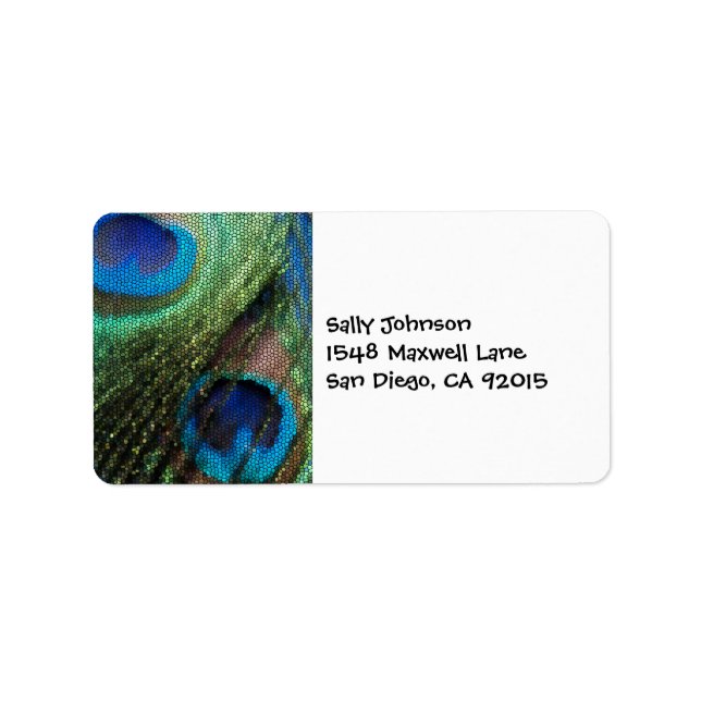 Stained Glass Blue Peacock Address Labels (Front)