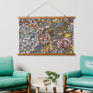 Stained Glass Botanical Floral Hanging Tapestry