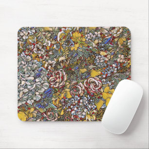 Stained Glass Botanical Floral Mouse Mat