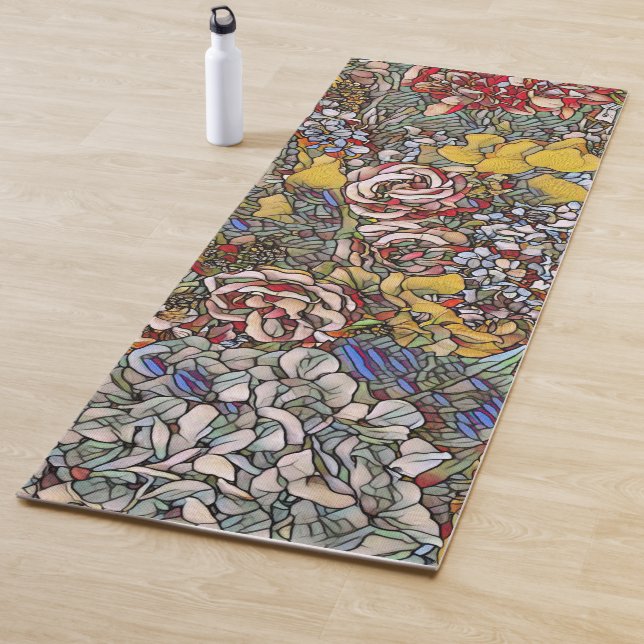 Stained Glass Botanical Floral Yoga Mat (In Situ)