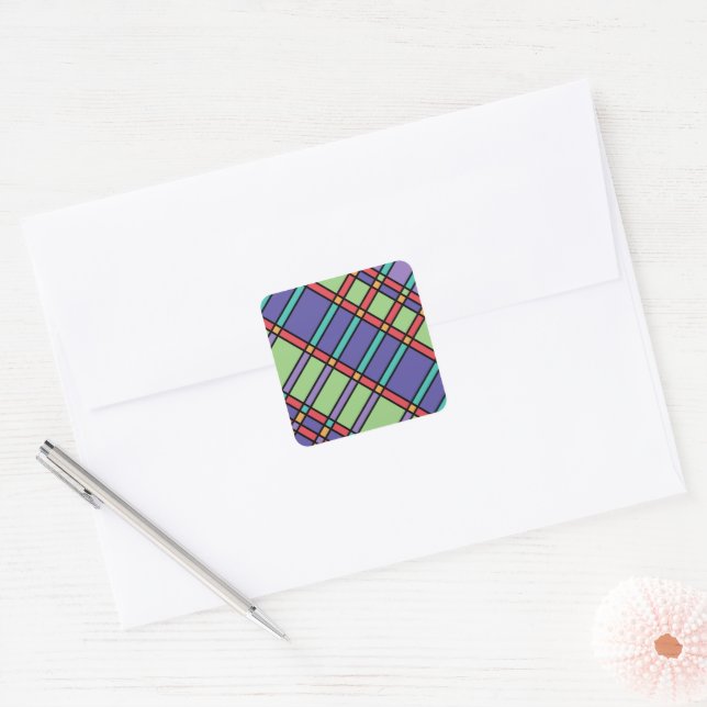 Stained Glass Bright Colours Square Sticker (Envelope)