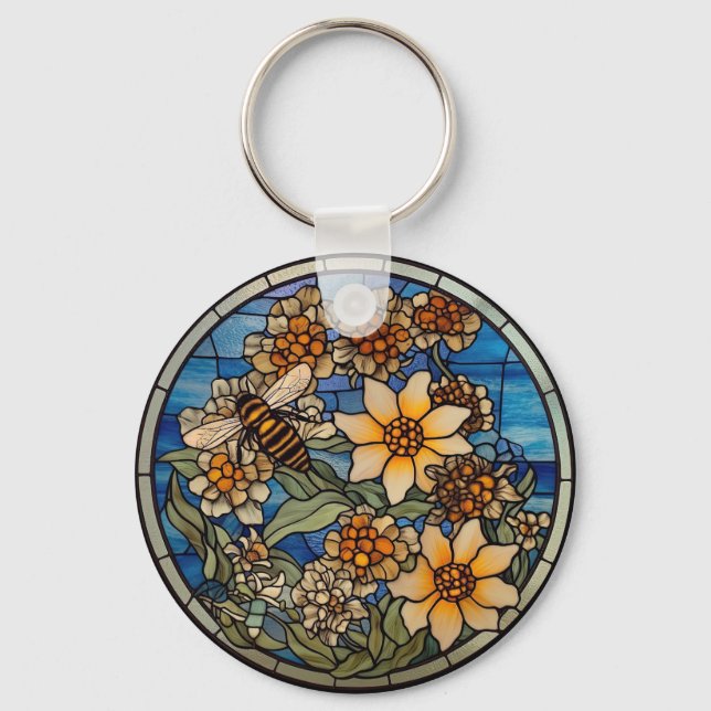 Stained Glass Bumblebee Key Ring (Front)