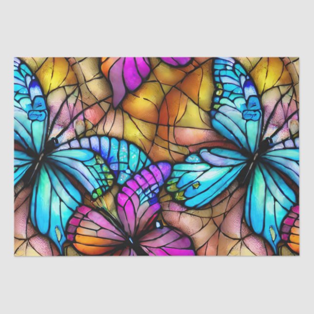 Stained Glass Butterflies Tissue Paper (Front)