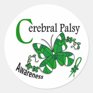 Stained Glass Butterfly 2 Cerebral Palsy Classic Round Sticker