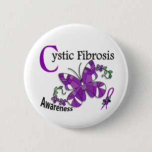 Stained Glass Butterfly 2 Cystic Fibrosis 6 Cm Round Badge