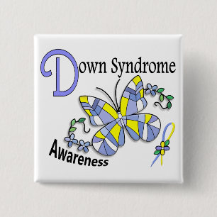 Stained Glass Butterfly 2 Down Syndrome 15 Cm Square Badge