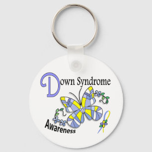 Stained Glass Butterfly 2 Down Syndrome Key Ring