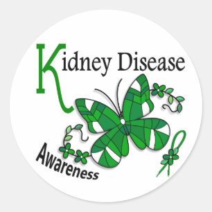 Stained Glass Butterfly 2 Kidney Disease Classic Round Sticker