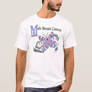 Stained Glass Butterfly 2 Male Breast Cancer T-Shirt