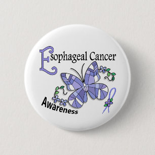Stained Glass Butterfly 2 Oesophageal Cancer 6 Cm Round Badge