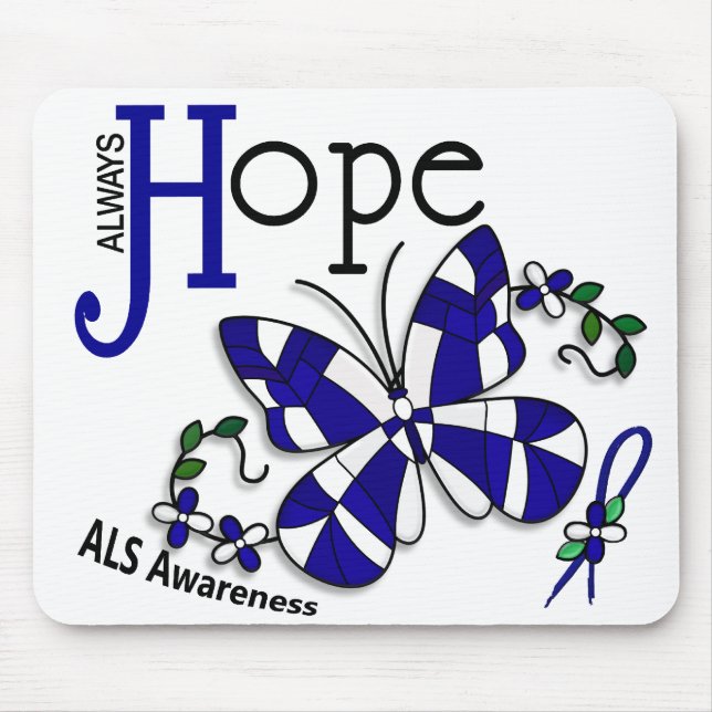 Stained Glass Butterfly ALS Mouse Mat (Front)