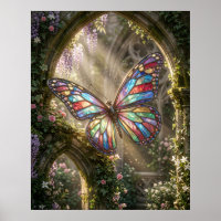 Stained Glass Butterfly Bloom