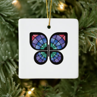 Stained Glass Butterfly Ceramic Ornament