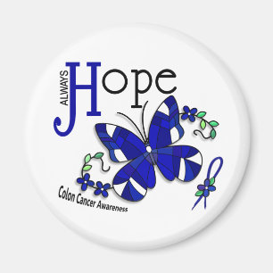 Stained Glass Butterfly Colon Cancer Magnet