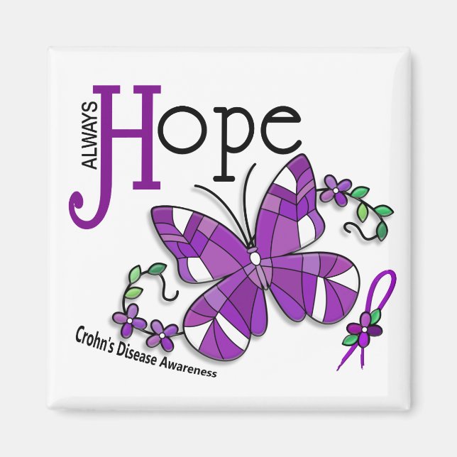 Stained Glass Butterfly Crohn's Disease Magnet (Front)