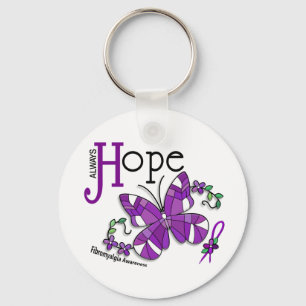 Stained Glass Butterfly Fibromyalgia Key Ring