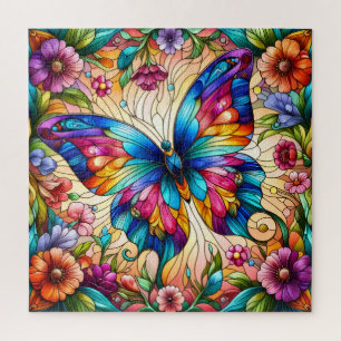 Stained Glass Butterfly Jigsaw Puzzle