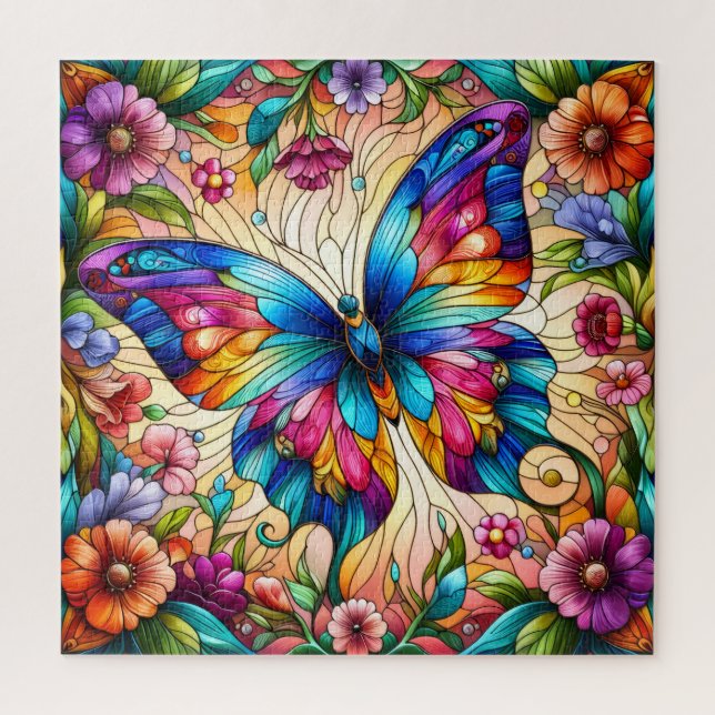 Stained Glass Butterfly Jigsaw Puzzle (Vertical)