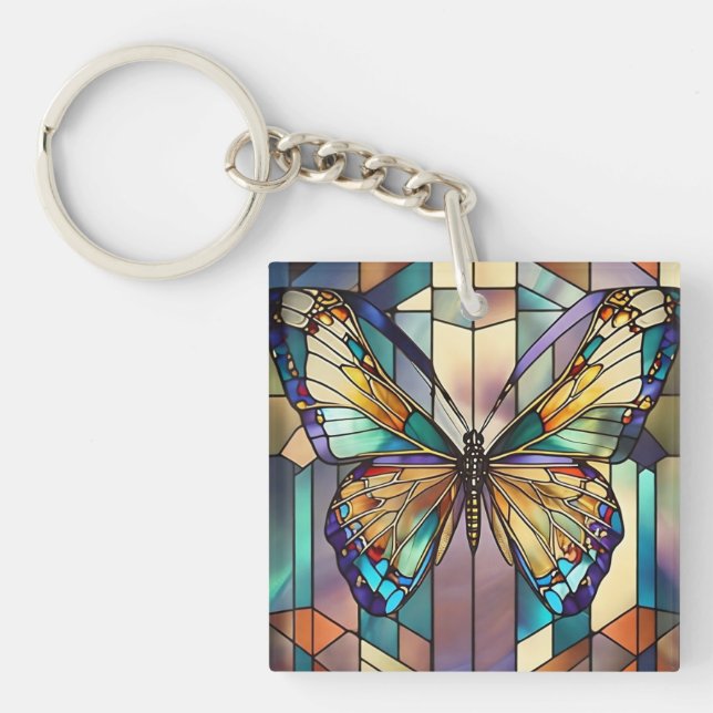 Stained Glass Butterfly Key Ring (Front)