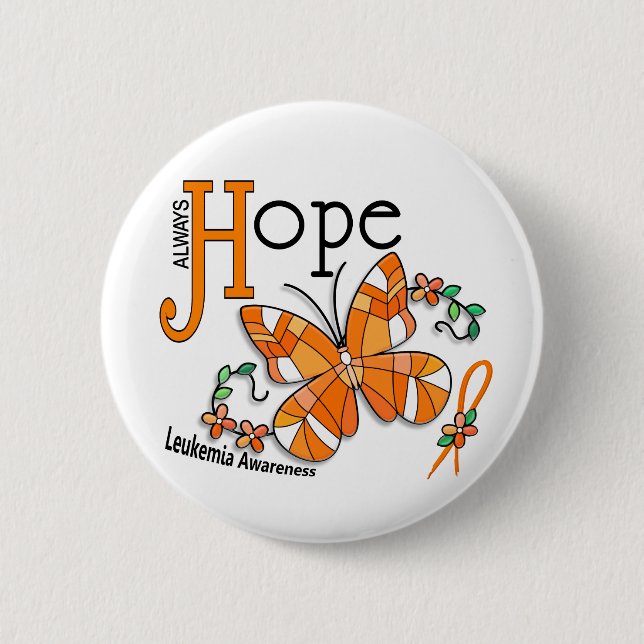 Stained Glass Butterfly Leukaemia 6 Cm Round Badge (Front)